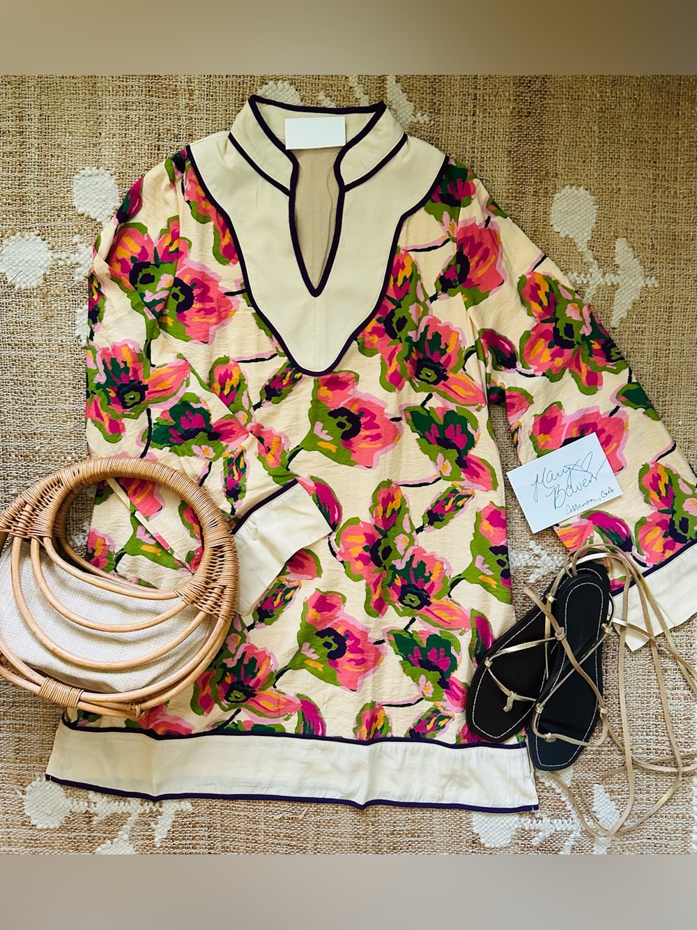 LOVE! High Summer Floral Tunic Dresses Tuckernuck Sz M L - Picture 7 of 10